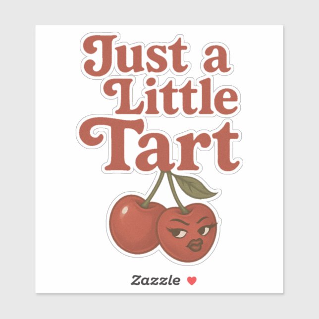 Sticker Sassy Cherry Just a Little Tart Retro Rouge & rose (Feuille)