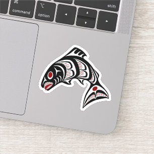Sticker Saumon graphique noir rouge de vecteur de Natif
