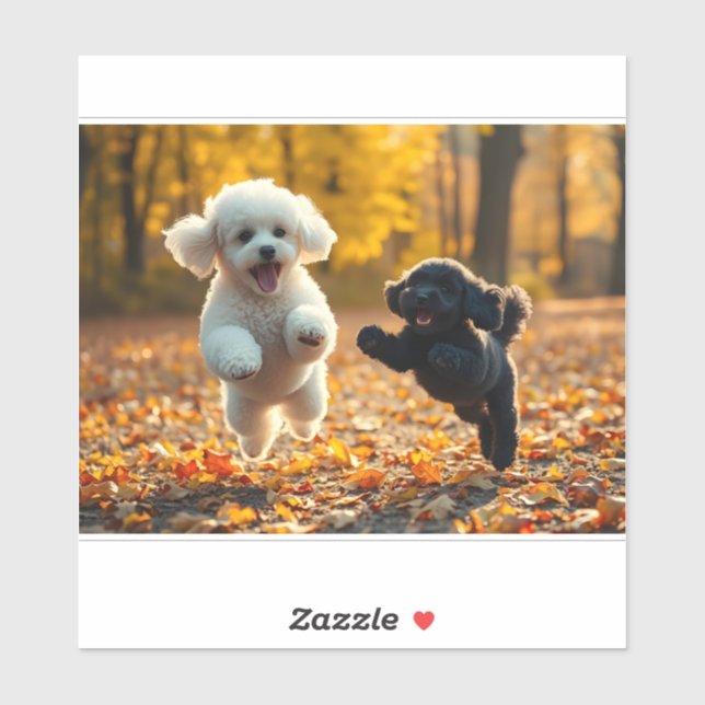 Sticker Saupoudrer les chiots de caniche (Feuille)