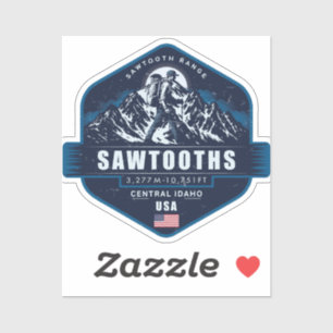 Sticker Sawtooth Mountains Idaho Hiking Badge