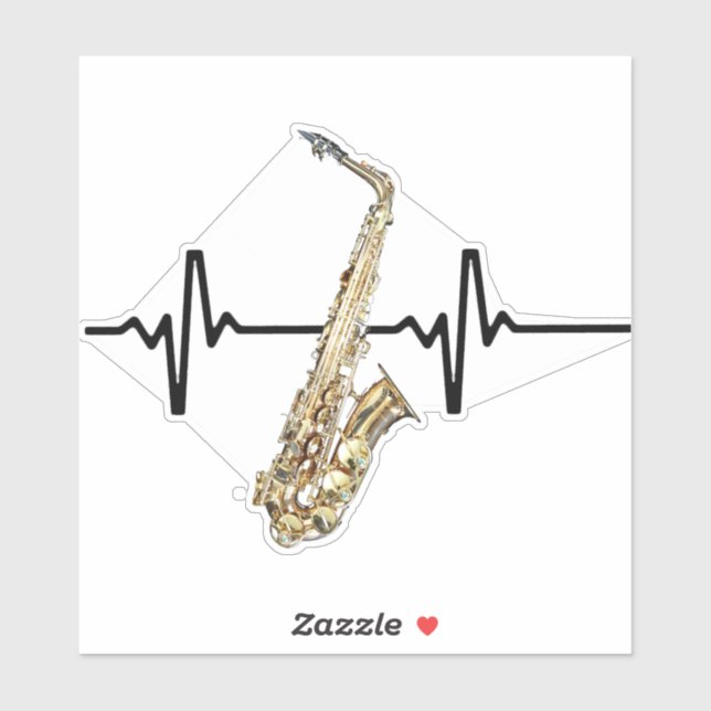 Sticker Saxophone Heartbeat (Feuille)