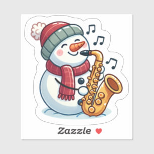 Sticker Saxophoniste des neiges à Noël