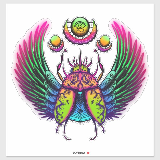 Sticker scarabée égyptien coloré (Feuille)