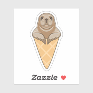Sticker Sceau avec cône de crème glacée