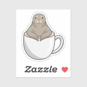 Sticker Sceau avec tasse de café