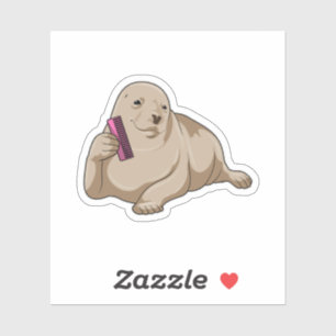 Sticker Sceau comme coiffeur avec peigne