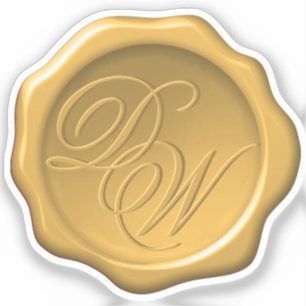 Sticker Sceau de cire monogramme or jaune calligraphie mar