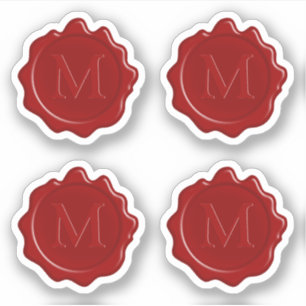 Sticker Sceau de cire rouge classique Monogramme moderne