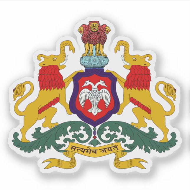 Sticker Sceau de l'état du Karnataka, Inde (Devant)