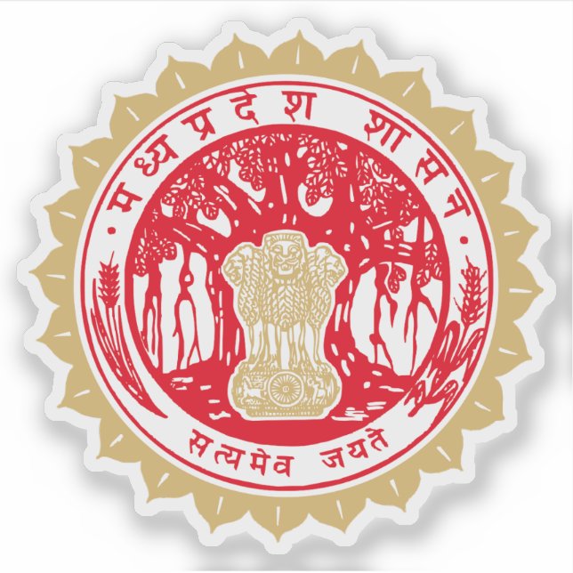 Sticker Sceau de l'État du Madhya Pradesh, Inde (Devant)