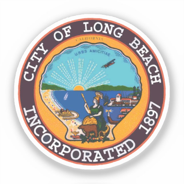 Sticker Sceau de Long Beach, Californie (Recto)