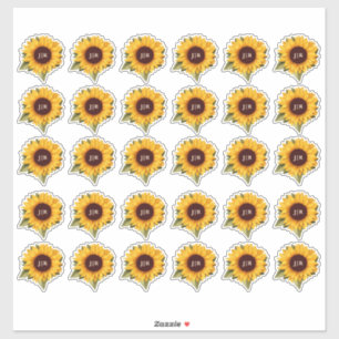 Sticker Sceau d'enveloppe de Mariage de tournesol rustique