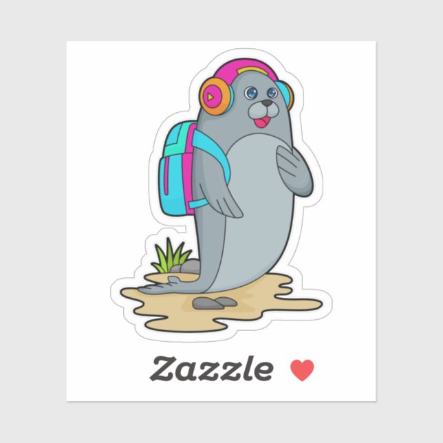 Sticker Sceller comme randonneur avec sac à dos (Feuille)