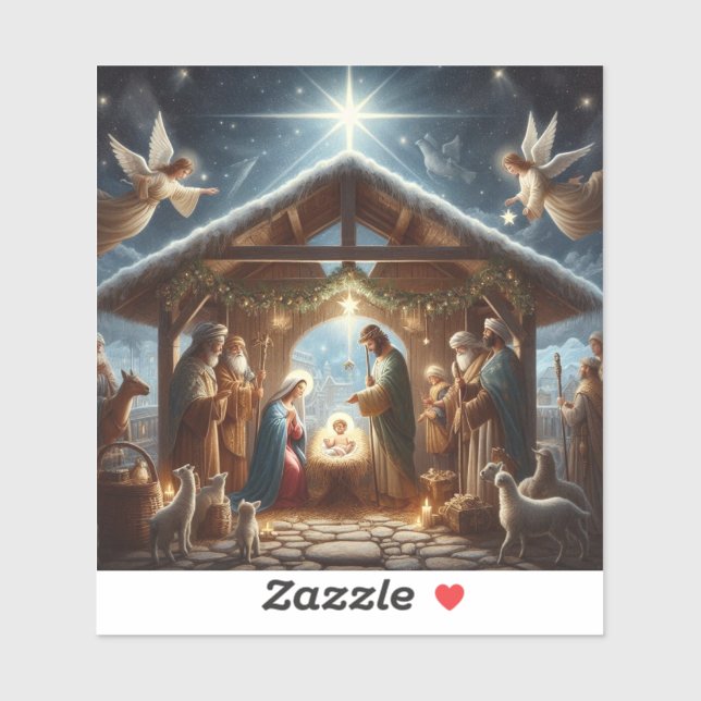 Sticker Scène de nativité traditionnelle (Feuille)