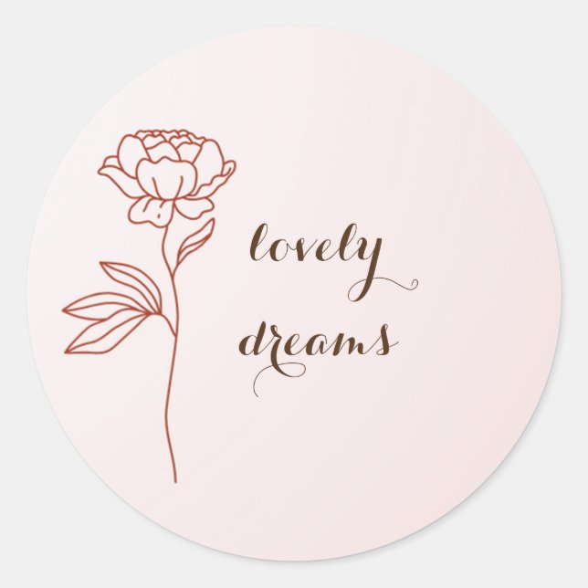 Sticker schöne Träume Rosa einfache Rose (Vorderseite)