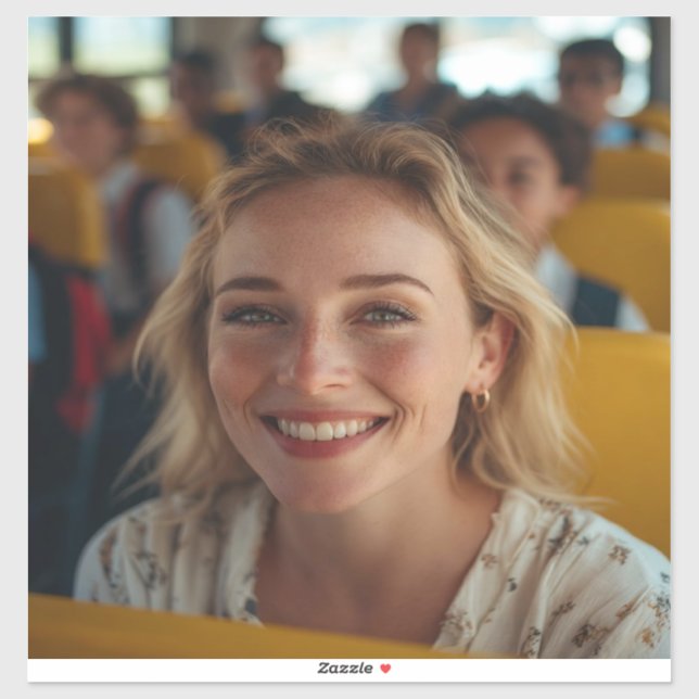 Sticker School Bus Driver Photo Customize (Feuille)