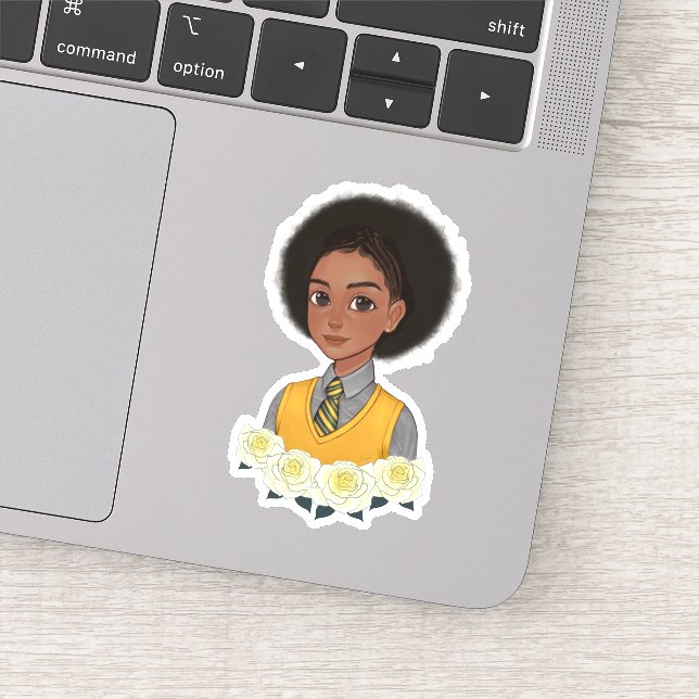 Sticker Schoolgirl sagesse fille noire cheveux naturels af (Détail)