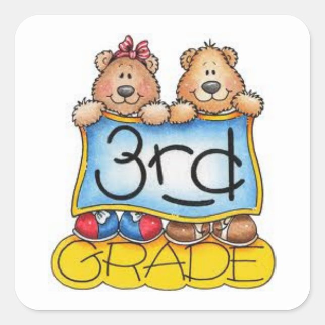 Sticker/Schule 3. Klasse Quadratischer Aufkleber (Vorderseite)
