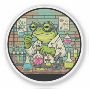Sticker Scientifique Grenouille Chimiste - Travail de labo