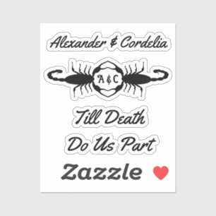 Sticker Scorpions Mariages gothiques Personnalisé Monogram