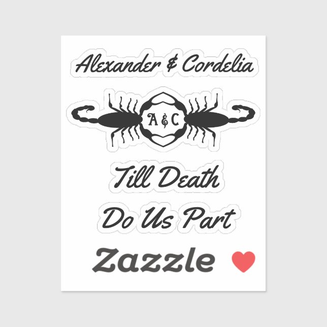 Sticker Scorpions Mariages gothiques Personnalisé Monogram (Feuille)