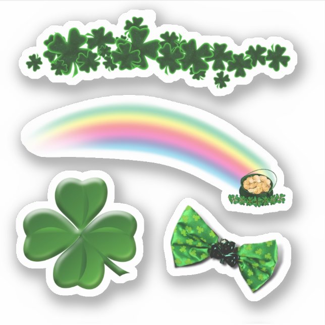 Sticker Scrap Booking Clovers Rainbow St. Patrick's Day (Devant)