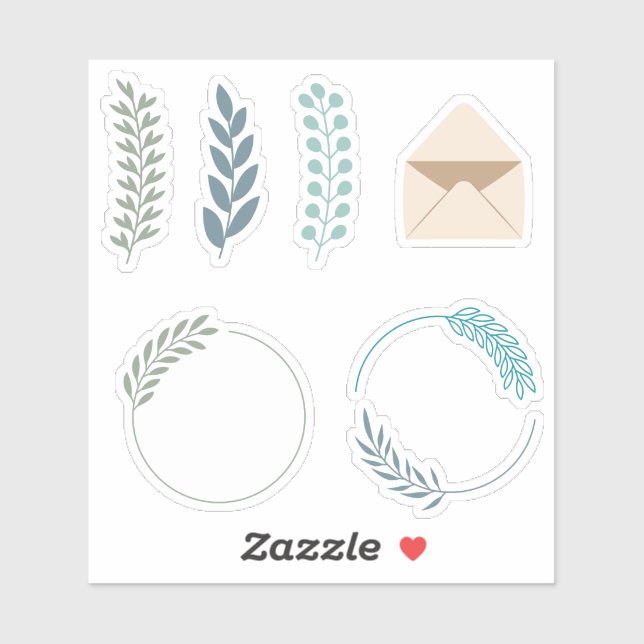 Sticker Scrapbooking Set Enveloppe Feuille verte (Feuille)