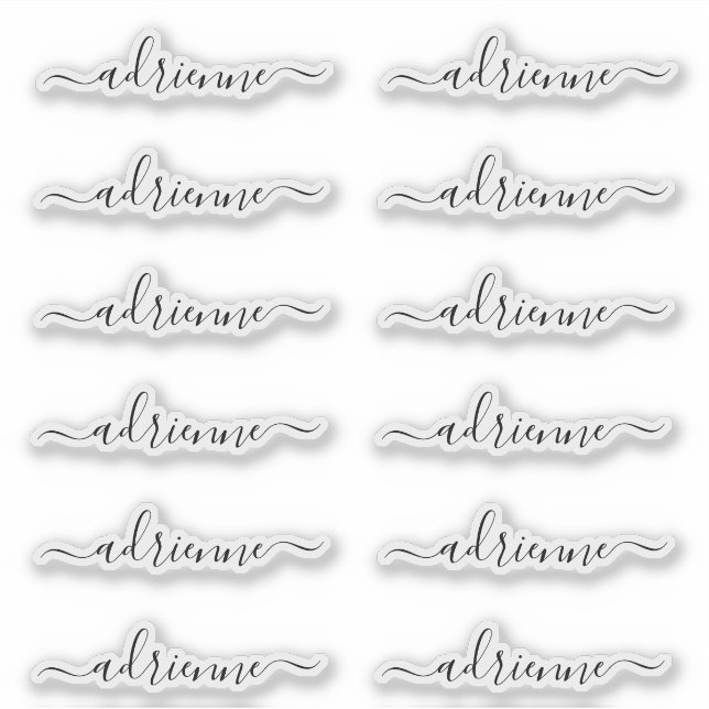 Sticker Script Cursive Cursive Cursive Personnalisé Nom Ét (Devant)