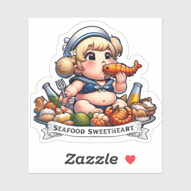Sticker Seafood Sweetheart - marin mignon - rétro  (Feuille)