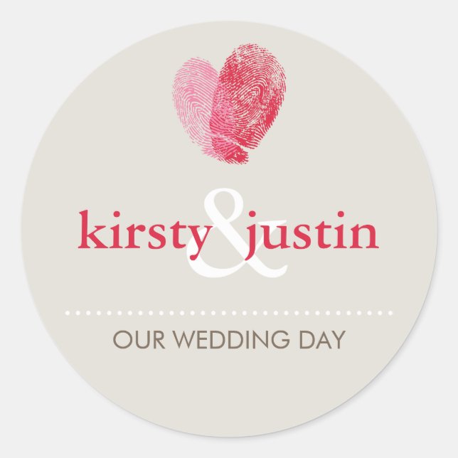 STICKER SEAL mignon empreinte mariage coeur amour (Devant)