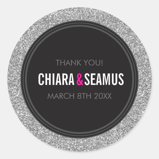 STICKER SEAL moderne simple argent parties scintil (Devant)