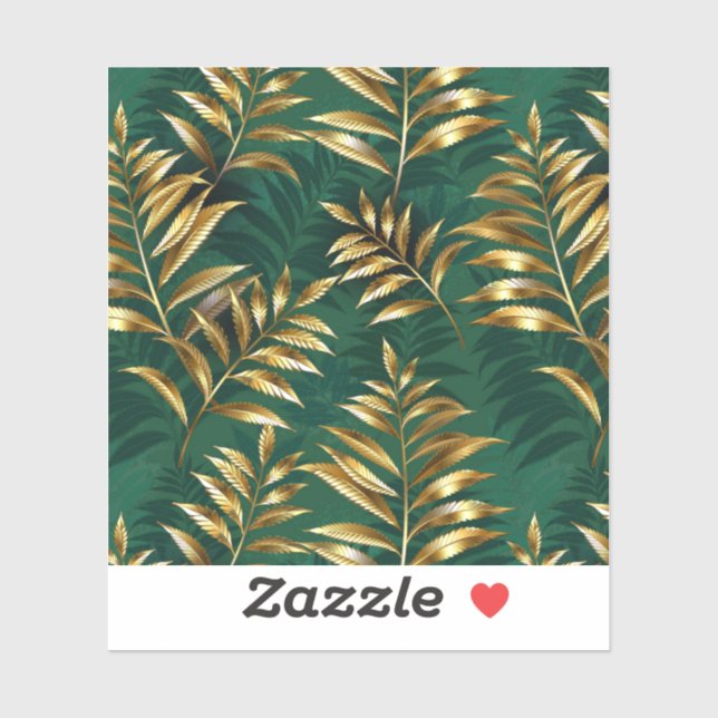 Sticker Seamless pattern with golden ferns (Feuille)