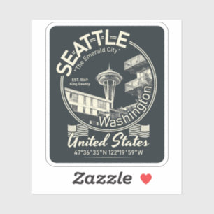 STICKER SEATTLE CITY ICON - WASHINGTON VINTAGE