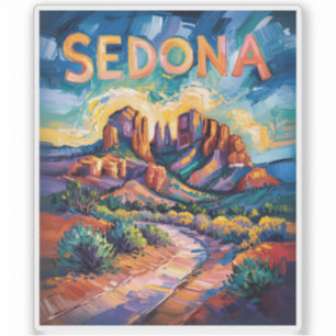 Sticker Sedona Arizona Cathedral Rock Van Gogh Art Vibrant