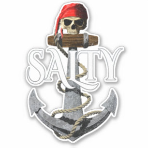 Sticker Sel Pirate Crâne Et Ancre