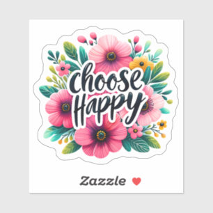 Sticker Sélectionner Joy : Fleurs brillantes et texte gras