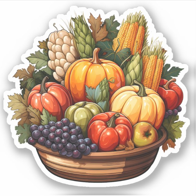 Sticker Semaine d'action de grâce récolte d'automne Légume (Devant)