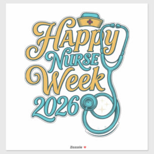 Sticker Semaine de l'infirmière heureuse 2026 Stethoscope