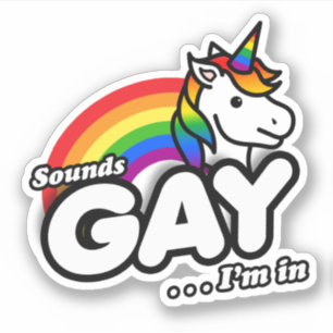 Sticker Semble gay, je suis dedans - Arc-en-ciel de licorn