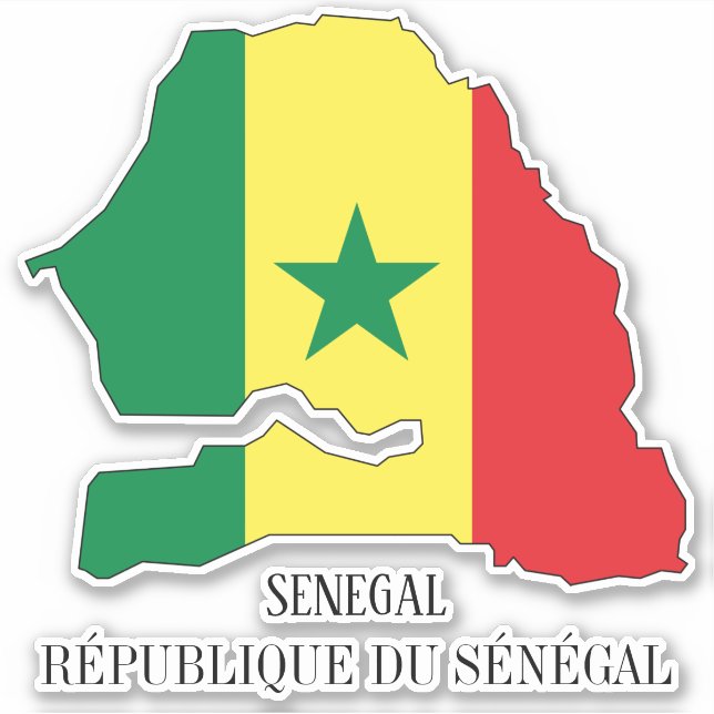 Sticker Sénégal Drapeau Charme Carte Patriotique (Devant)