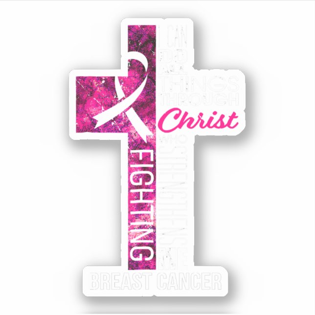 Sticker Sensibilisation au cancer du sein Croix rose Chrét (Devant)