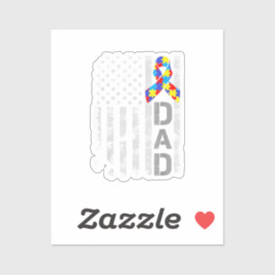 Sticker Sensibilisation sur l'autisme Papa USA Drapeau Fêt