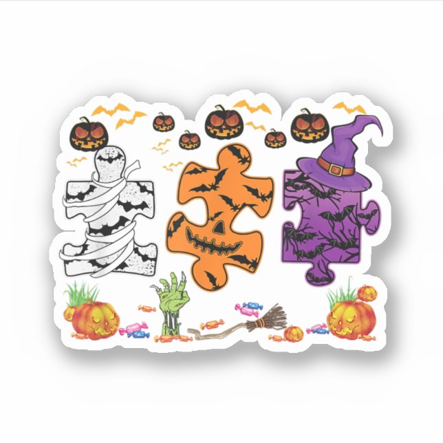 Sticker Sensibilisation sur l'autisme Puzzle pièces Hallow (Devant)