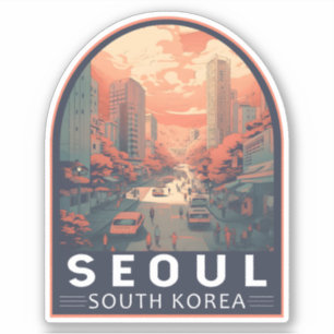 Sticker Seoul South Korea Illustration Art Vintage Badge