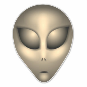 Sticker Sepia Tête d'Alien gris brillant