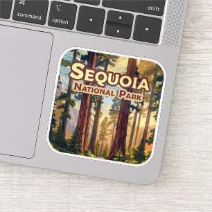 Sticker Sequoia National Park California Tree Retro