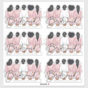Sticker Seras-tu ma demoiselle d'honneur ? Filles en peign