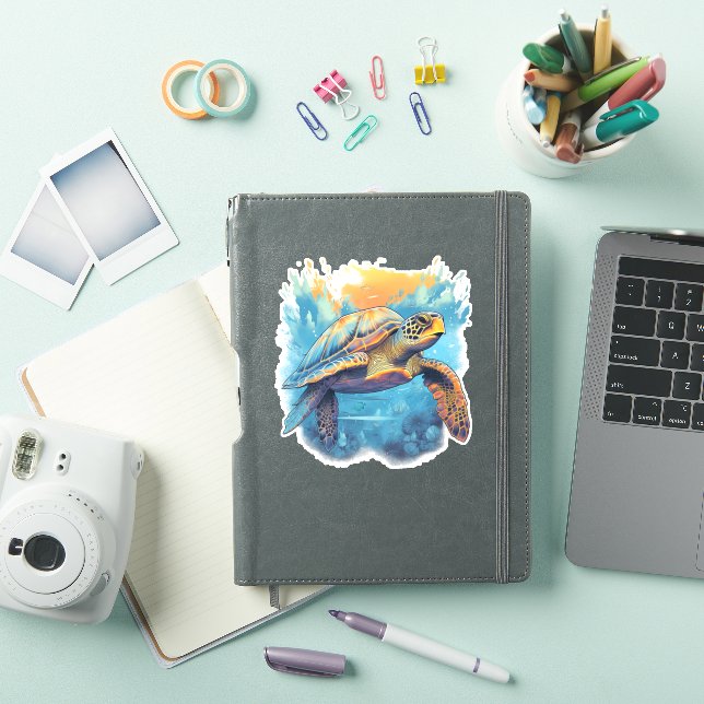 Sticker Serene Underwater Turtle Copy (Couverture iPad)