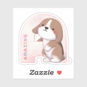 Sticker Série Alphabet : "A" Illustration Beagle Extraordi