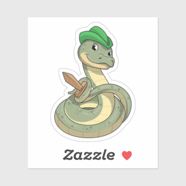 Sticker Serpent avec épée (Feuille)